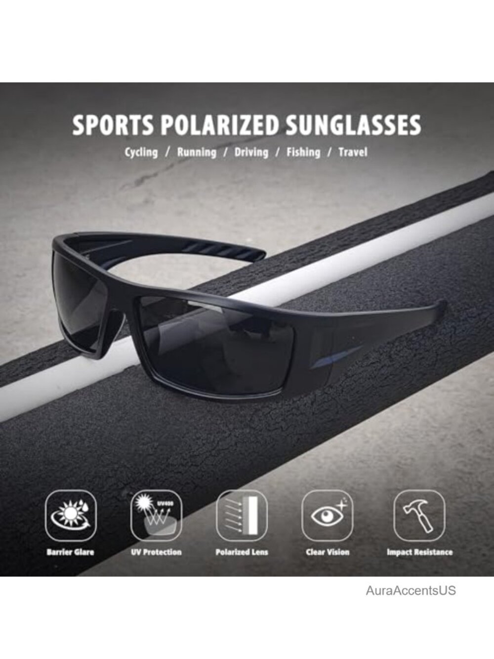 Polarized Sports Sunglasses Wrap Around UV400 TAC Lens For Driving Fishing - Picture 4 of 6